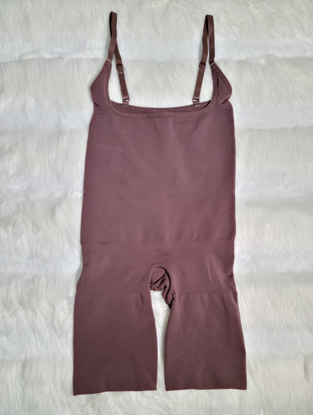 SKIMS Seamless Sculpt Open Bust Mid Thigh Bodysuit Brown Cocoa XS NEW